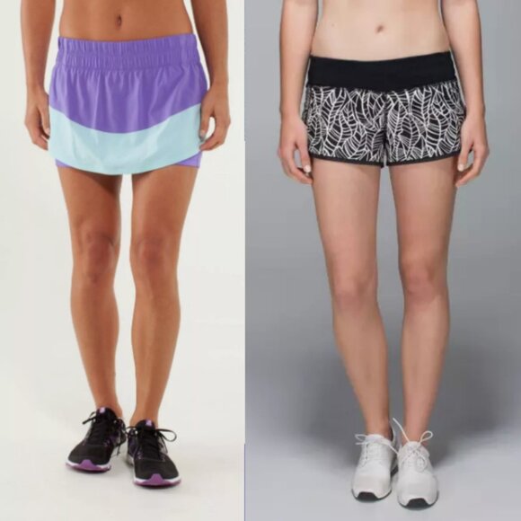 2 Lululemon Shorts Skort Run Breeze Speed 2-Way Stretch Size 8 Medium Bundle - Picture 1 of 16